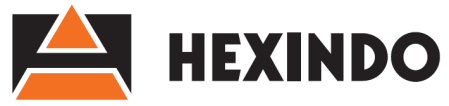 Logo of HEXINDO, stylized hexagon in blue