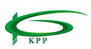 Logo of Kalimantan Prima Persada, green and blue abstract emblem